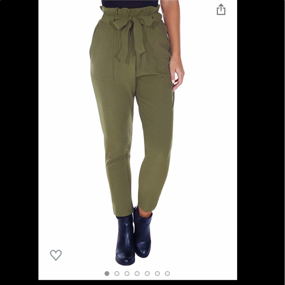 Army green slim pants